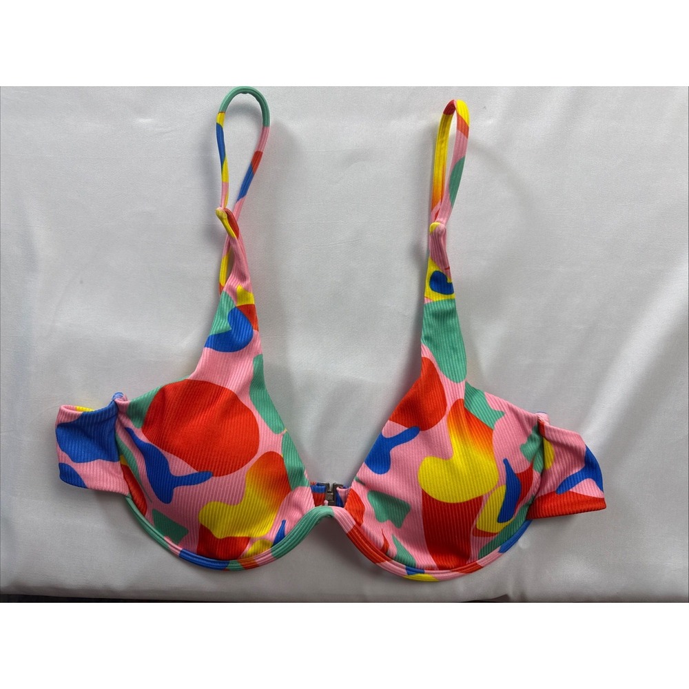 ZAFUL Women's Bikini Top Ribbed Underwire Adjustable Back Clasp Large - Picture 13 of 14